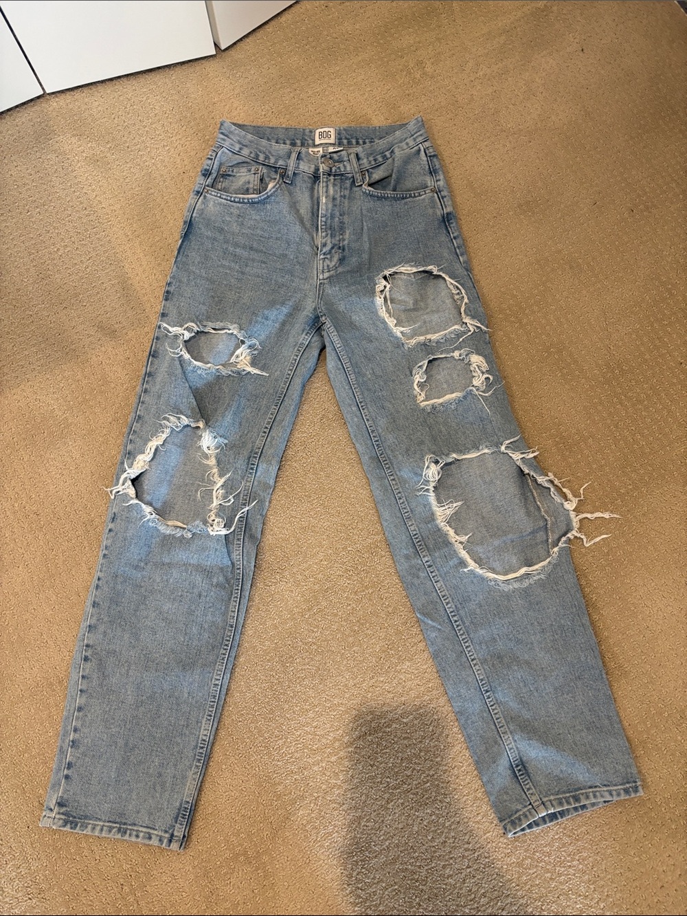 BDG Light Blue Heavily Distressed Boyfriend Jeans